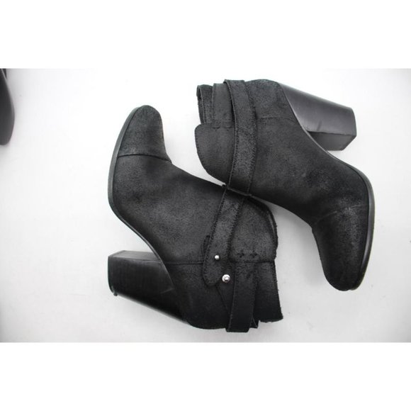 Rag & Bone Harrow Women's EU 40 Ankle Bootie Boot Block Heel Waxed Black Suede - Picture 8 of 10